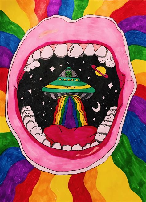 Vsco Kirsten Eliz12 Images Trippy Alien Art Drawing Rainbow
