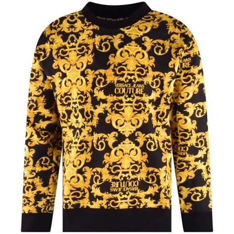 Versace Jeans Couture Black Gold Baroque Sweatshirt Men From