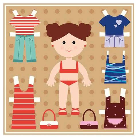 La táctica es recortar y pegar. Un recortable de niña con coleta y su ropa para imprimir ...