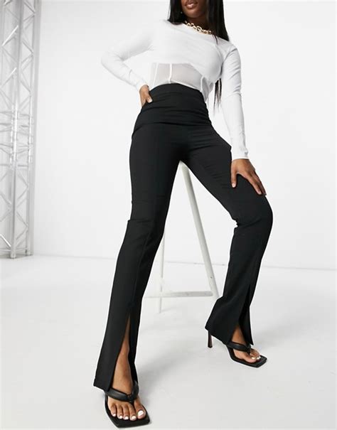 Femme Luxe Slit Front Pants In Black Asos