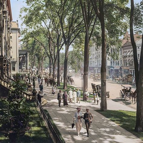 Broadway In Saratoga Springs New York Ca 1915 Full Size Colorized