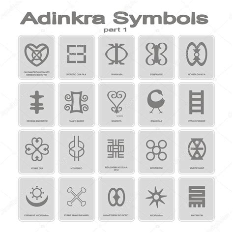 Set Of Monochrome Icons With Adinkra Symbols Stock Vector Image By Drutska