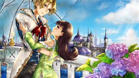 Desktop Wallpaper Cute Anime Couple Rain Umbrella Hd Image Picture Background 38ivym