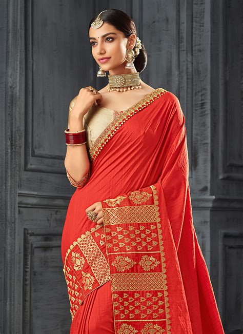 Buy Red Zari Woven Saree Zari Sari Online Shopping Sasbhlor31005