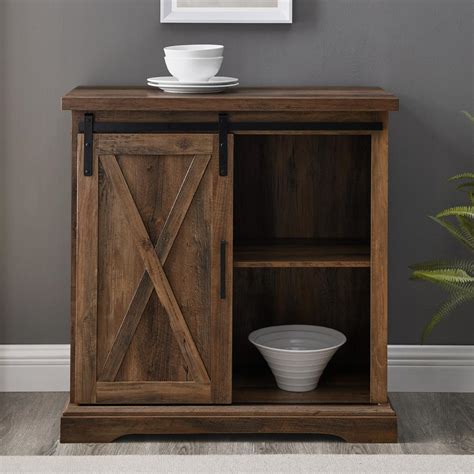 32 Rustic Farmhouse Wood Buffet Cabinet With Sliding Barn Door