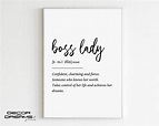 Boss Lady Definition Print Printable Office Decor Boss Lady | Etsy