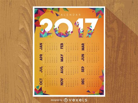 2017 Polygonal Calendar Vector Download