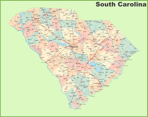 Map Of South Carolina Cities And Towns Map Of The Usa With State Names