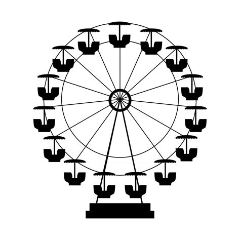 Ferris Wheel Icon Silhouette Entertainment Round Attraction Vector