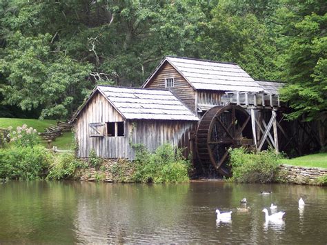 Peaceful Water Wheel Water Mill Old Cottage