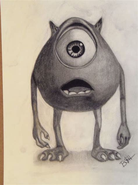 Charcoal Drawing Mike Of Monsters Inc Disney Art Drawings Disney