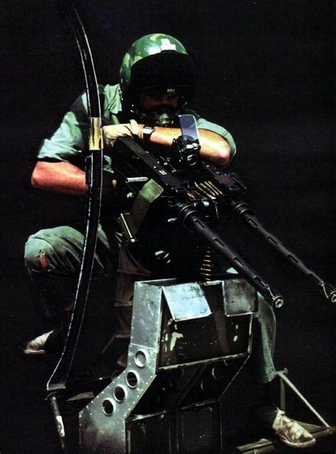 Rhodesian Helicopter Door Gunner During The Bush War 1970