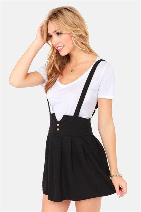 Cute Black Skirt Suspender Skirt Pleated Skirt 3800