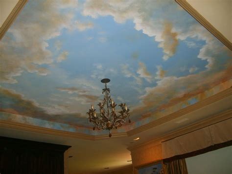 Option 4 paint the entire tray step a different color than the wall or ceiling. Awesome Cloud Murals Ceilings : The Creative Room Design ...