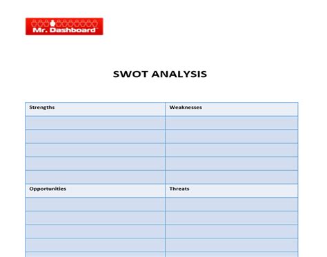 Personal swot analysis worksheet pdf format : SWOT Analysis Template, Examples and Definition - Mr Dashboard