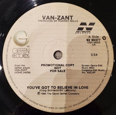 Van Zant Youve Got To Believe In Love 1985 Vinyl Discogs