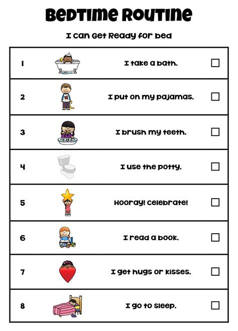 9 Best Images Of Elementary Printable Bedtime Routine