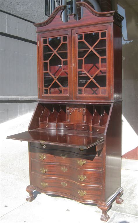 Secretary desks used to be a mainstay of living rooms and bedrooms throughout america and europe. UHURU FURNITURE & COLLECTIBLES: SOLD - Mahogany Secretary Desk with Hutch - $210