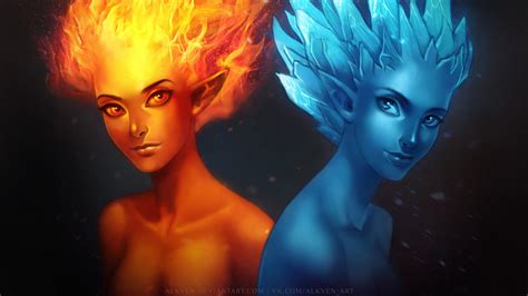 Ice And Fire Elementals By Alkven On Deviantart