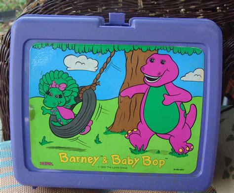 Items Similar To Vintage Barney And Baby Bop Purple Plastic Lunch Box