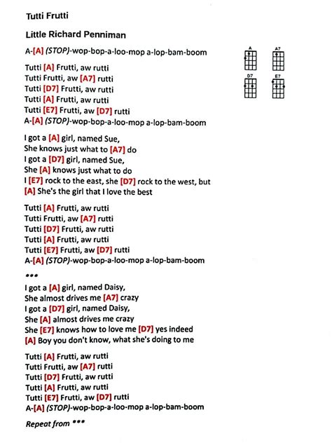 Tutti Frutti With Images Ukelele Songs Ukulele Ukulele Chords Songs