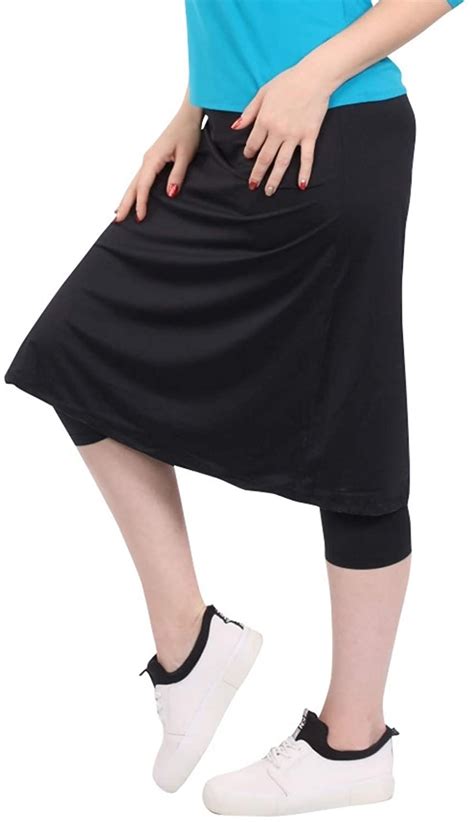 Kosher Casual Womens Knee Length Sports Skirt With Leggings Mid