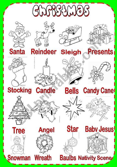 Christmas Pictionary Esl Worksheet By Serennablack