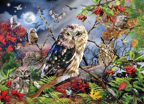 Jumbo Jigsaw Puzzle Owls In The Moonlight 1000 Piece Jigsaw Puzzle