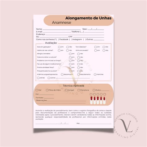 Kit de Fichas de Anamnese para Estética e Beleza Verônica Lidugério