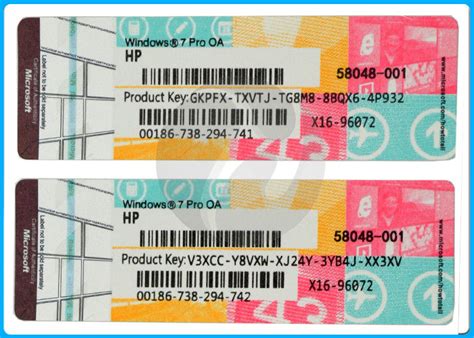 Original Pink Blue Windows 7 Product Key Codes Oem Coa Key Sticker