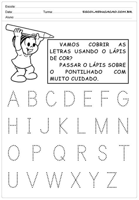 Alfabeto Pontilhado Vamos Cobrir As Letras Tarefas Infantil Atividades Pontilhadas