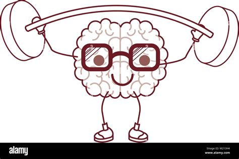 Cartoon With Glasses Train The Brain With Calm Expression In Dark Red