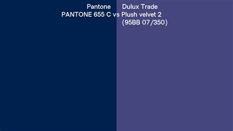 Pantone 655 C Vs Dulux Trade Plush Velvet 2 95bb 07350 Side By Side