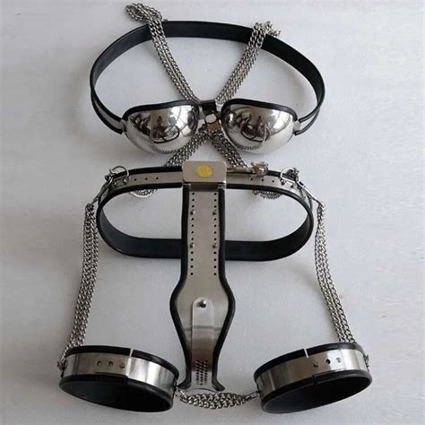 stainless steel chastity belt bra thigh ring arc waist fetish slave bdsm bondage female chastity