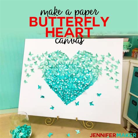 Paper Butterfly Canvas Wall Art Heart on Cricut | Paper butterfly