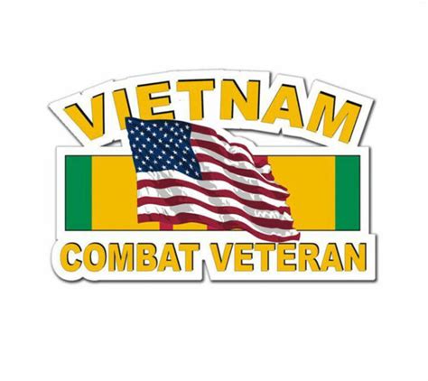 Vietnam Combat Veteran With Flag Sticker Vinyl Decal 4 868 Ebay