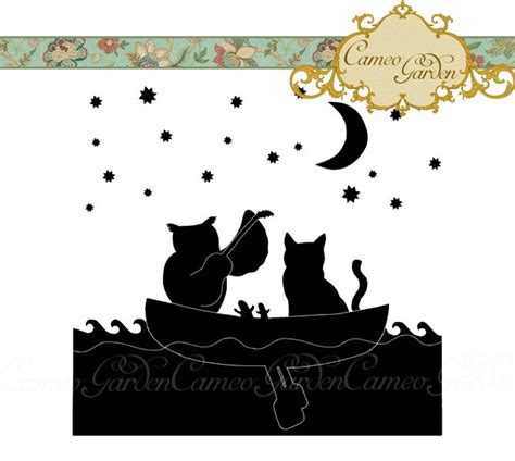 Digital Clipart Silhouette The Owl And The Pussycat Clip Etsy Uk