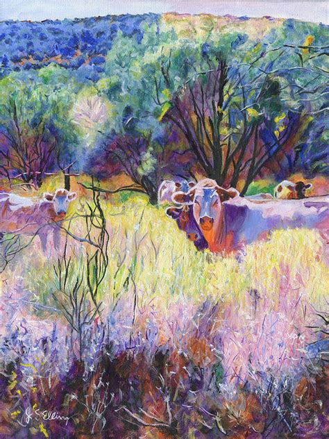 Curious Cows Painting By J S Ellington Fine Art America