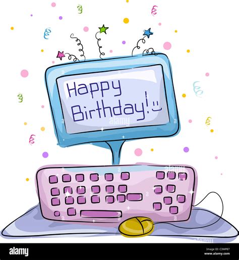 Illustration Of A Birthday Cake With A Computer Theme Stock Photo Alamy