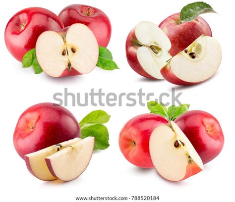 Collection Red Apples Slices Isolated On Stock Photo Edit Now 788520184