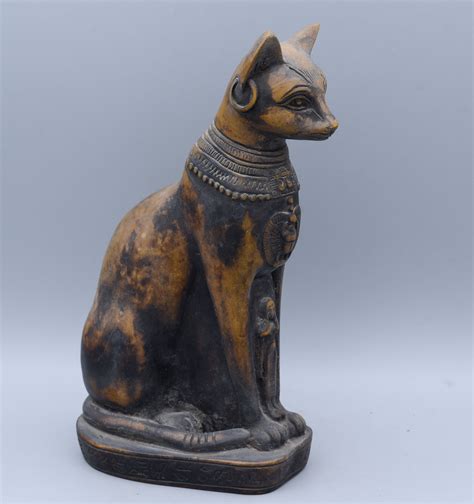egyptian goddess bastet cat statue stone made in egypt