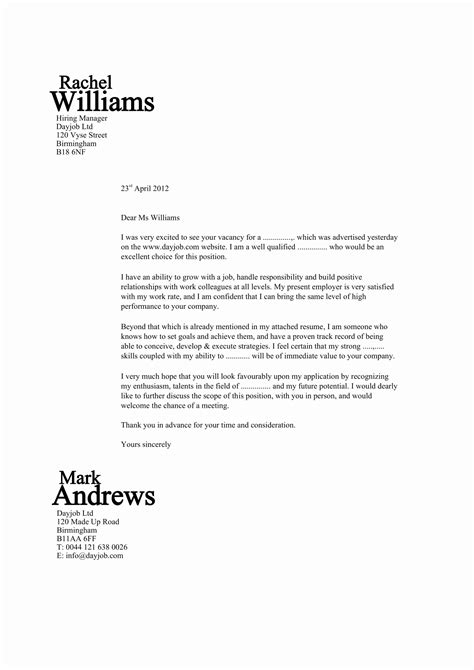 Good Cover Letter Examples Letter Example Template