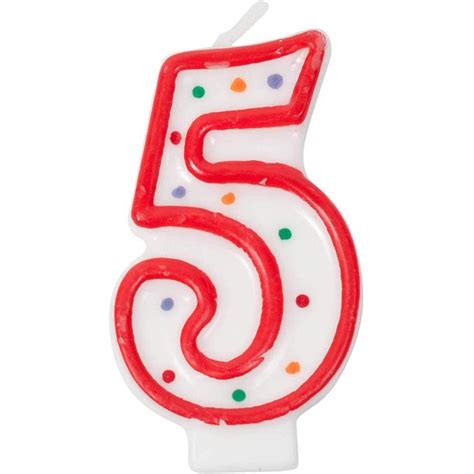 Jacent Polka Dot Number Birthday Candle Cake Topper 5 Candle