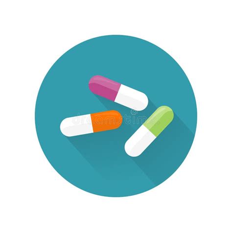 Colorful Pills Design Flat Icon Stock Vector Illustration Of