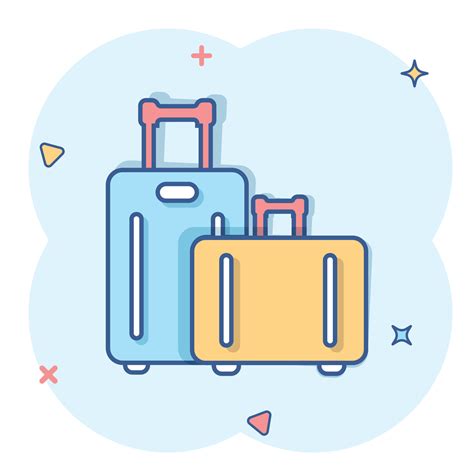 Travel Bag Icon In Comic Style Luggage Cartoon Vector Illustration On