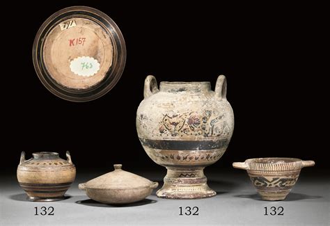 A Group Of Corinthian Pottery Vessels Early Middle And Late