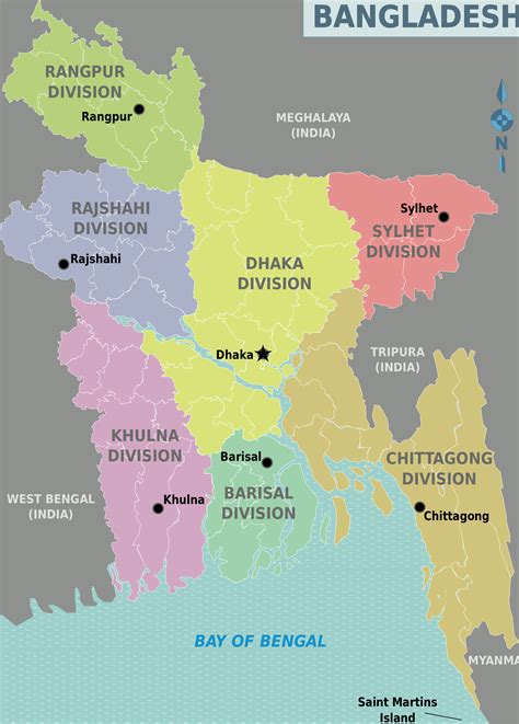 Large Detailed Administrative Divisions Map Of Bangladesh Bangladesh