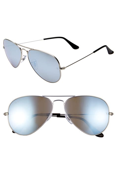 ray ban standard icons 58mm mirrored polarized aviator sunglasses in metallic lyst