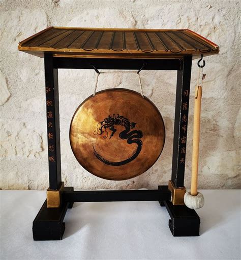 Stor Gong Modell Med Asiatisk Inredning Trä Papper Tyg Catawiki