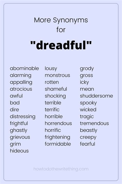 More Synonyms For Dreadful Writing Tips Essay Writing Skills
